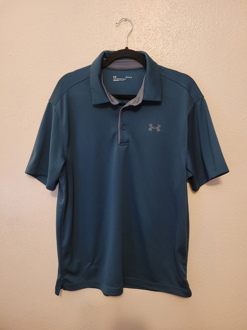 Under Armour UA Tech Polo Men's Large Dark Teal Gray Loose Fit Golf 1290140